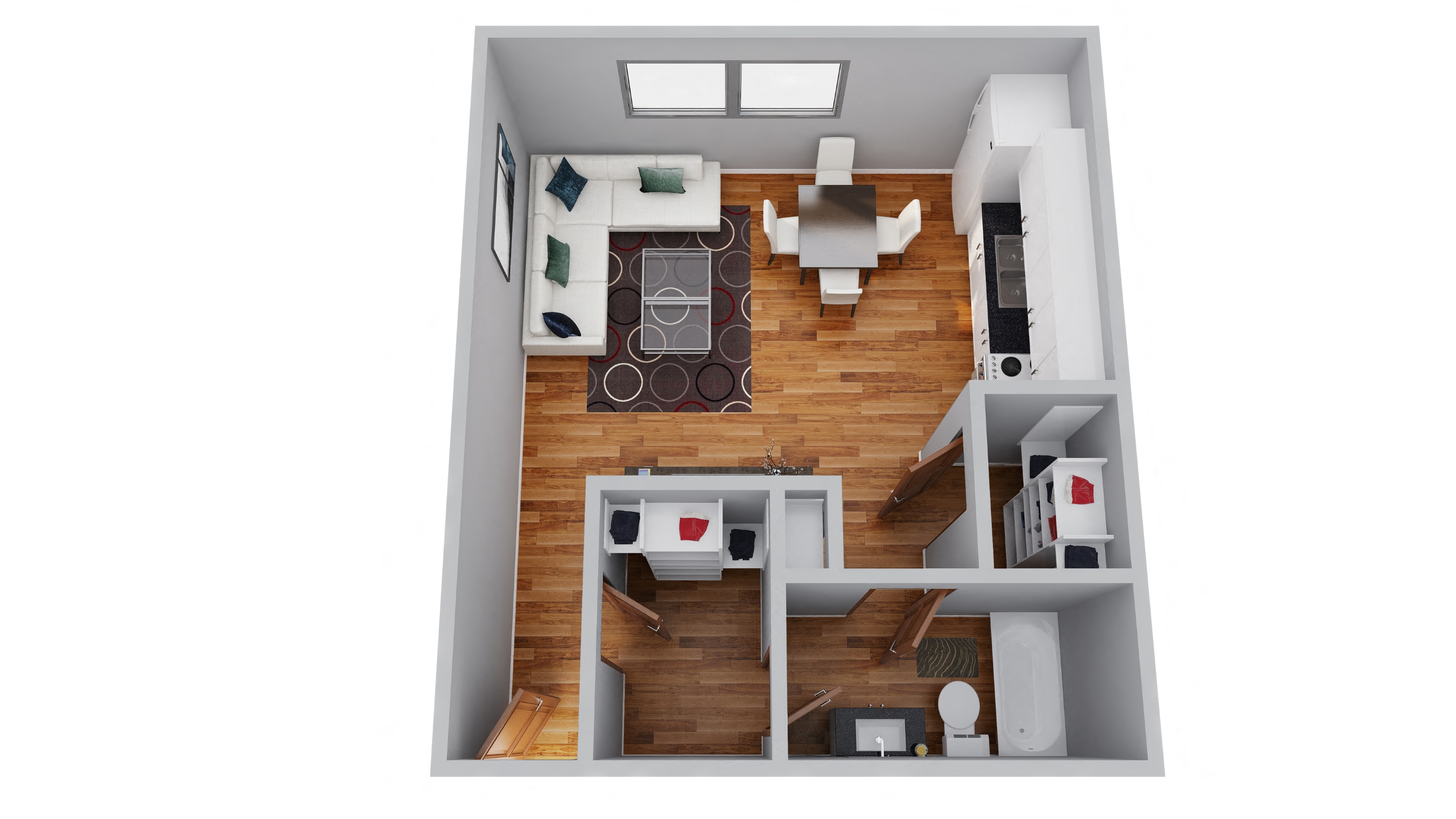 Floor plan for studio, 1 bath, 440 sqft